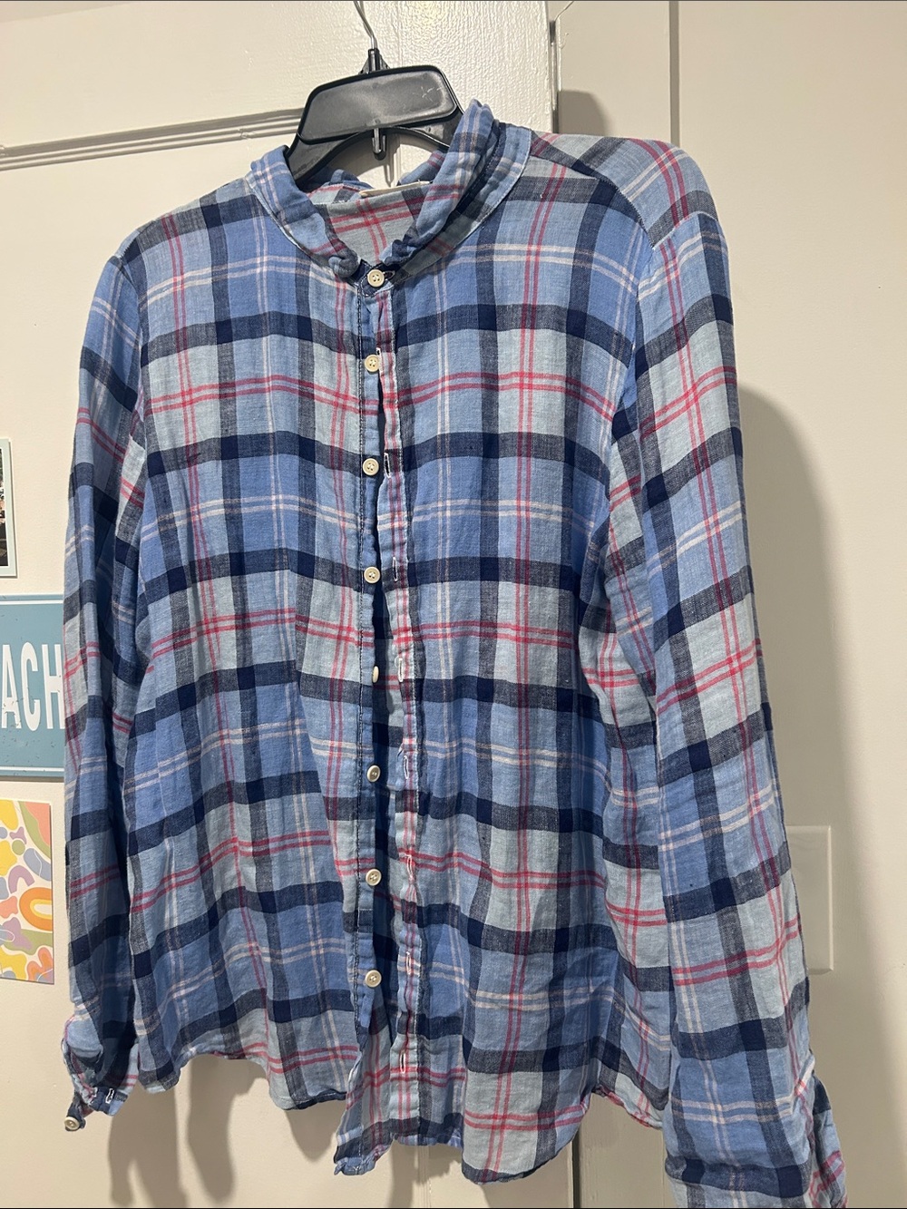 CP Shades Blue Plaid Button-Down Shirt with Navy & Red Accents